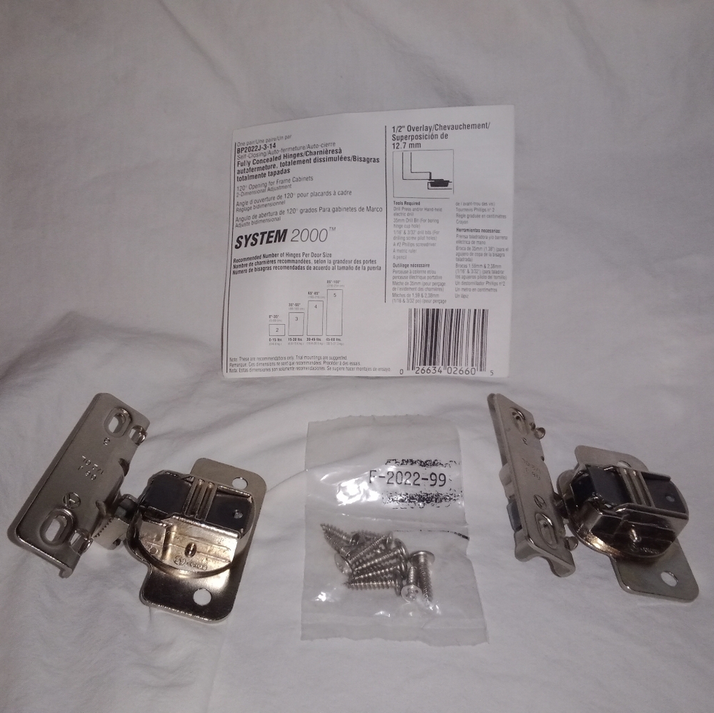 New Amerock Fully Concealed Self Closing Hinges Part# BP2022J-3-14 System 2000